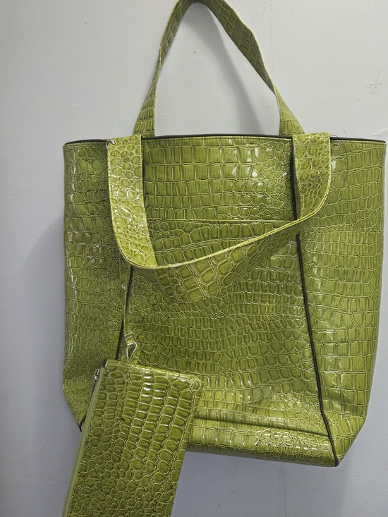 Lady Rosedale Handbags - Lady Rosedale Tote Bag & Pouch Set Canadian Designer Green Croc Embossed Patent